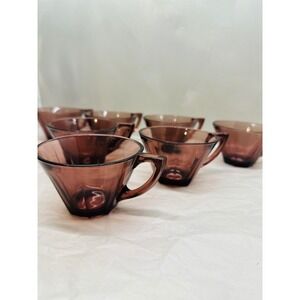 MCM Hazel Atlas Moroccan Amethyst Depression Glass Mugs Set 7